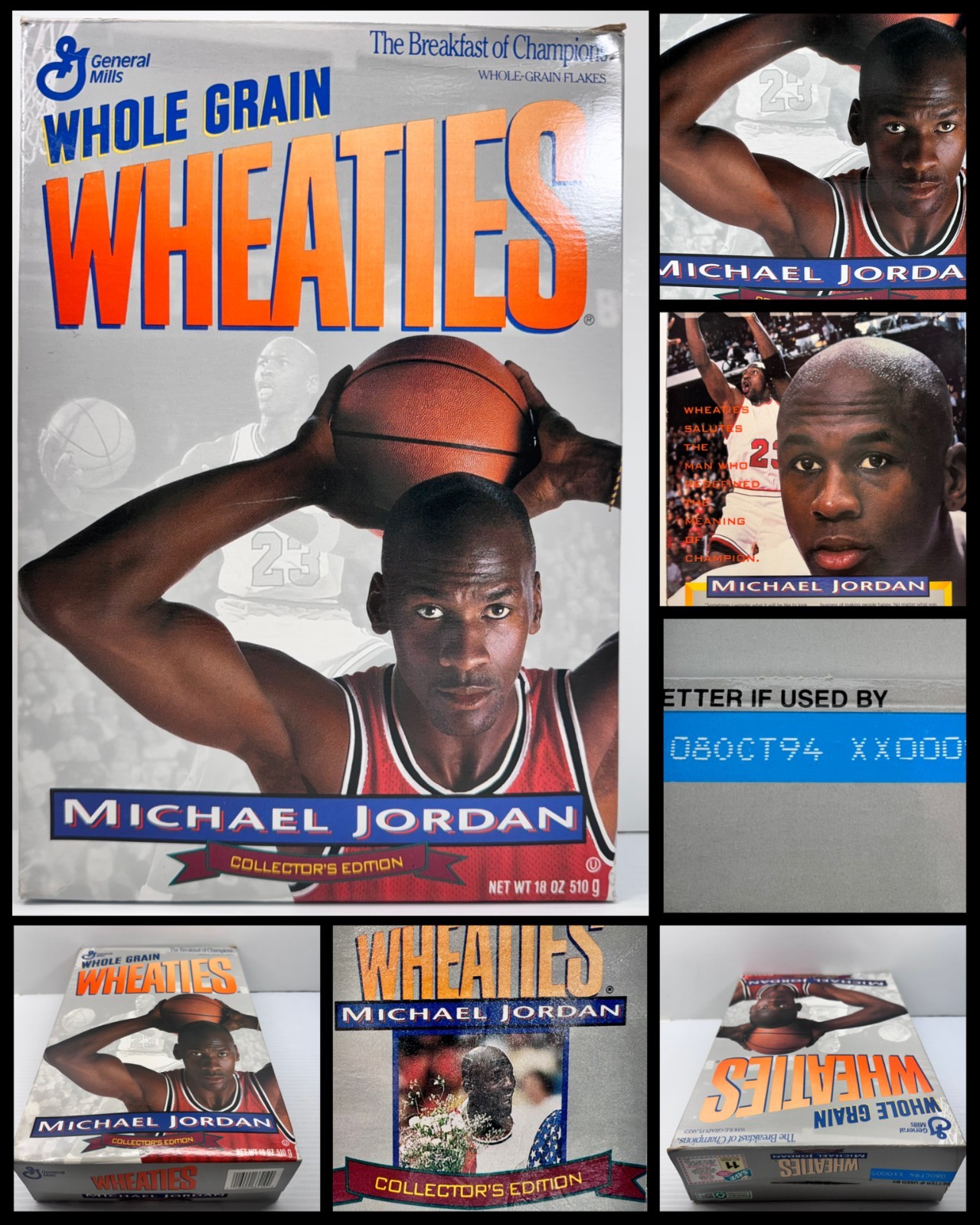 Michael Jordan WHEATIES Silver Cereal Box. Collectors Edition 1993 18oz