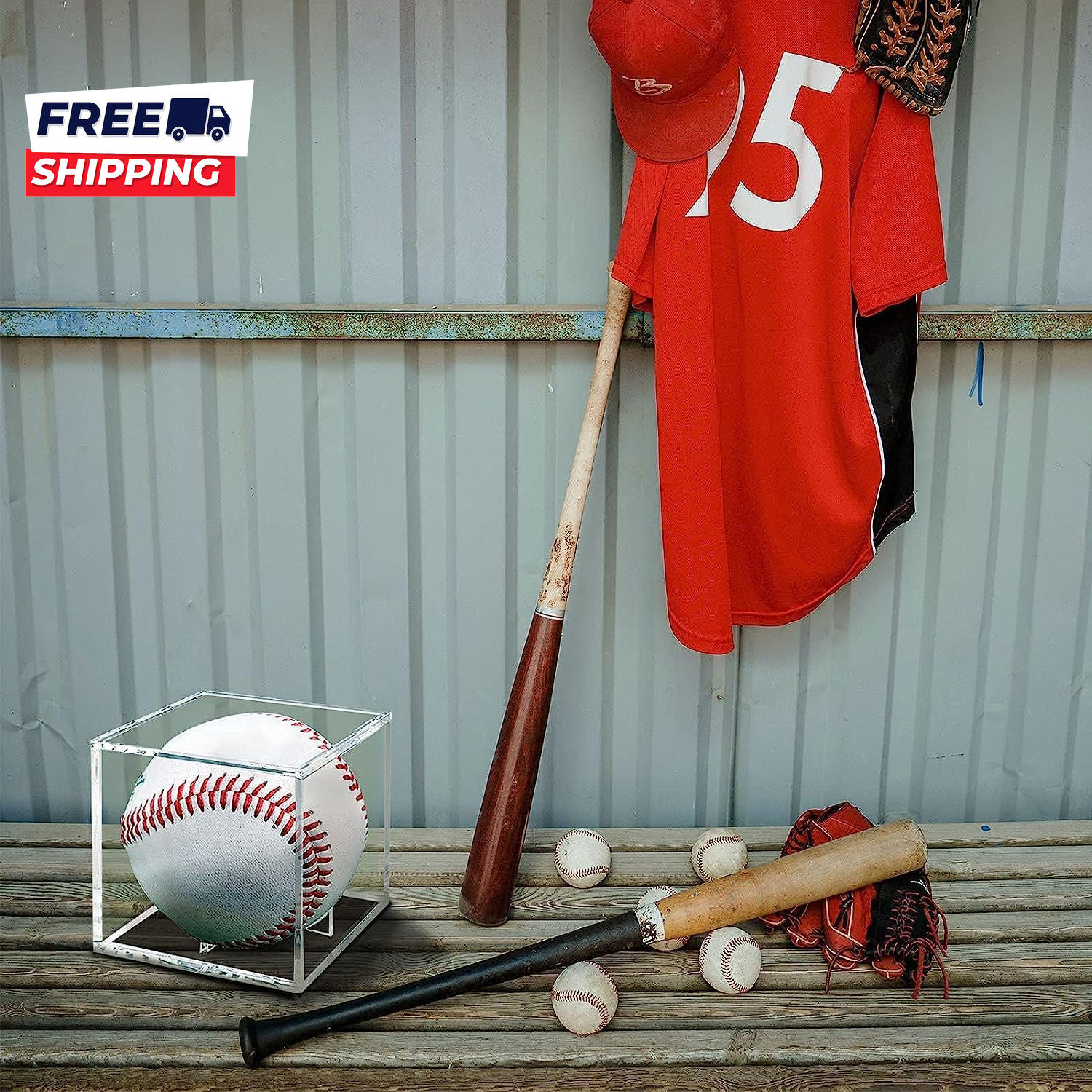 Baseball Display Case UV Protected Acrylic Clear Baseball Holder Square Cube Bal