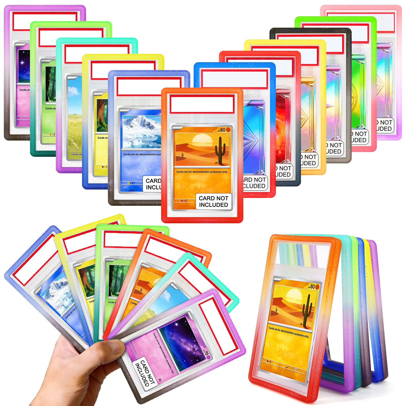 12PACK Gradient Colors For PSA Graded Card Slab TPU Bumper Guard Protector