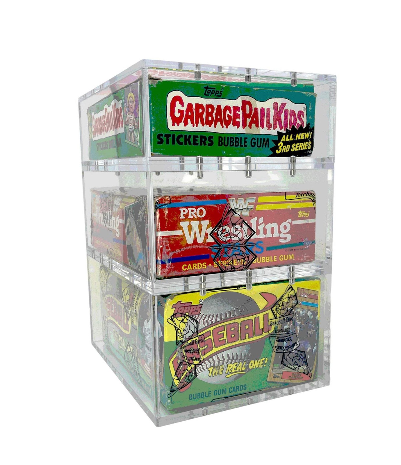 Stackable Premium Acrylic Display Case w/ Magnetic Lid for GPK & Non Sport Box