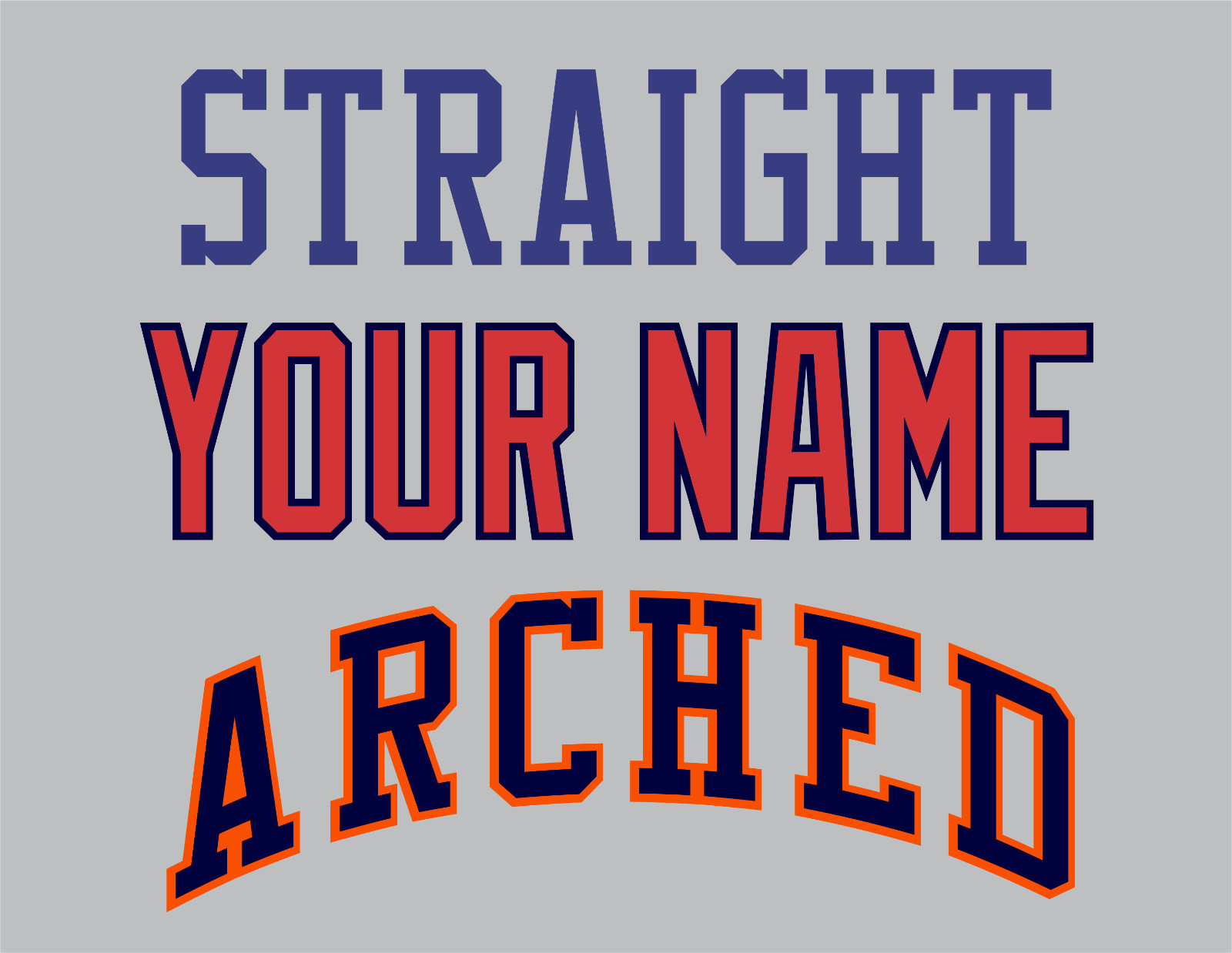Custom Arched Team Name Lettering Tackle Twill Pro Cut for Uniform Jersey Shirt