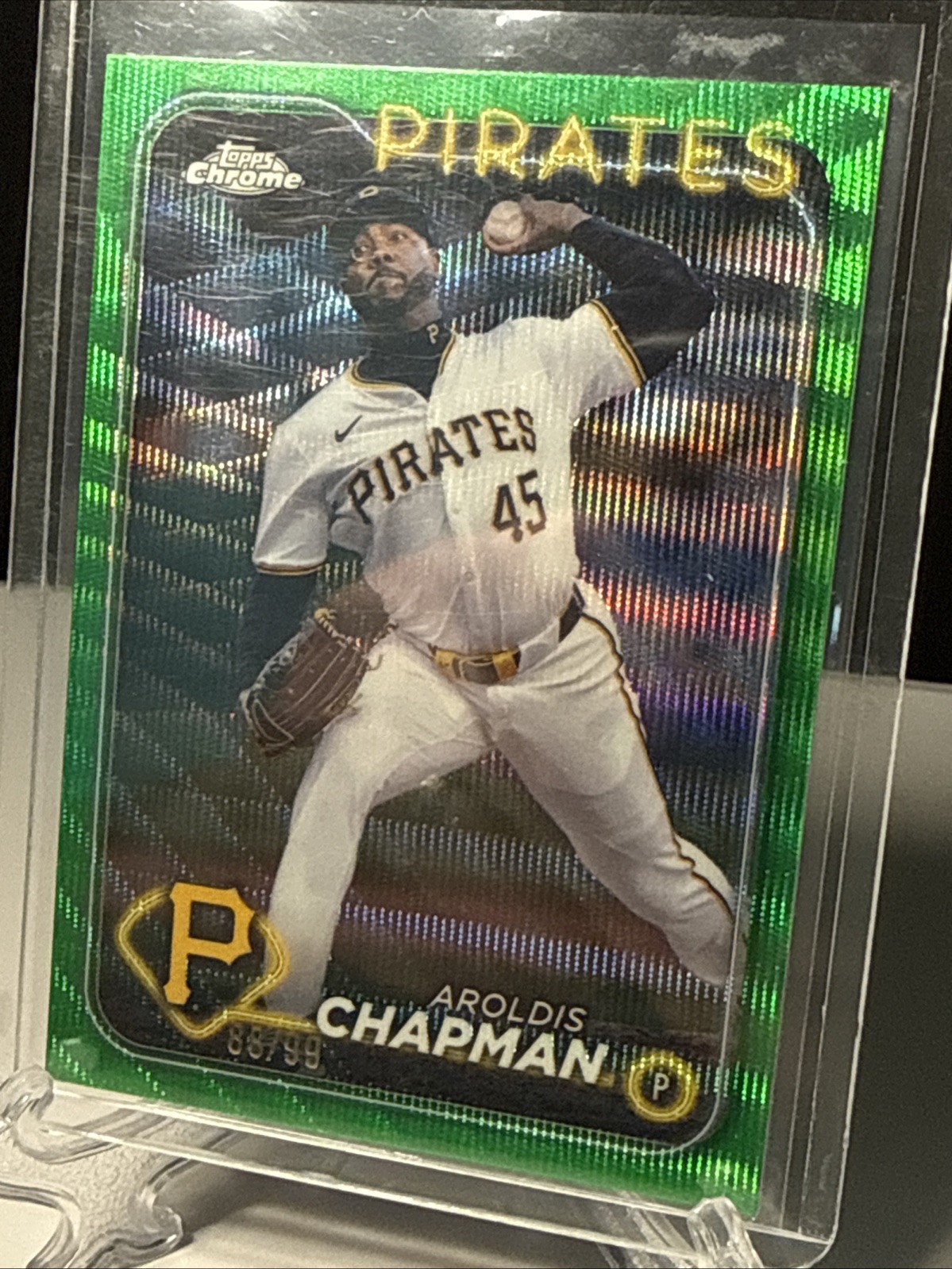 Aroldis Chapman 2024 Topps Chrome Update Series Green Wave /99 #USC6 Pirates🔥⚾️