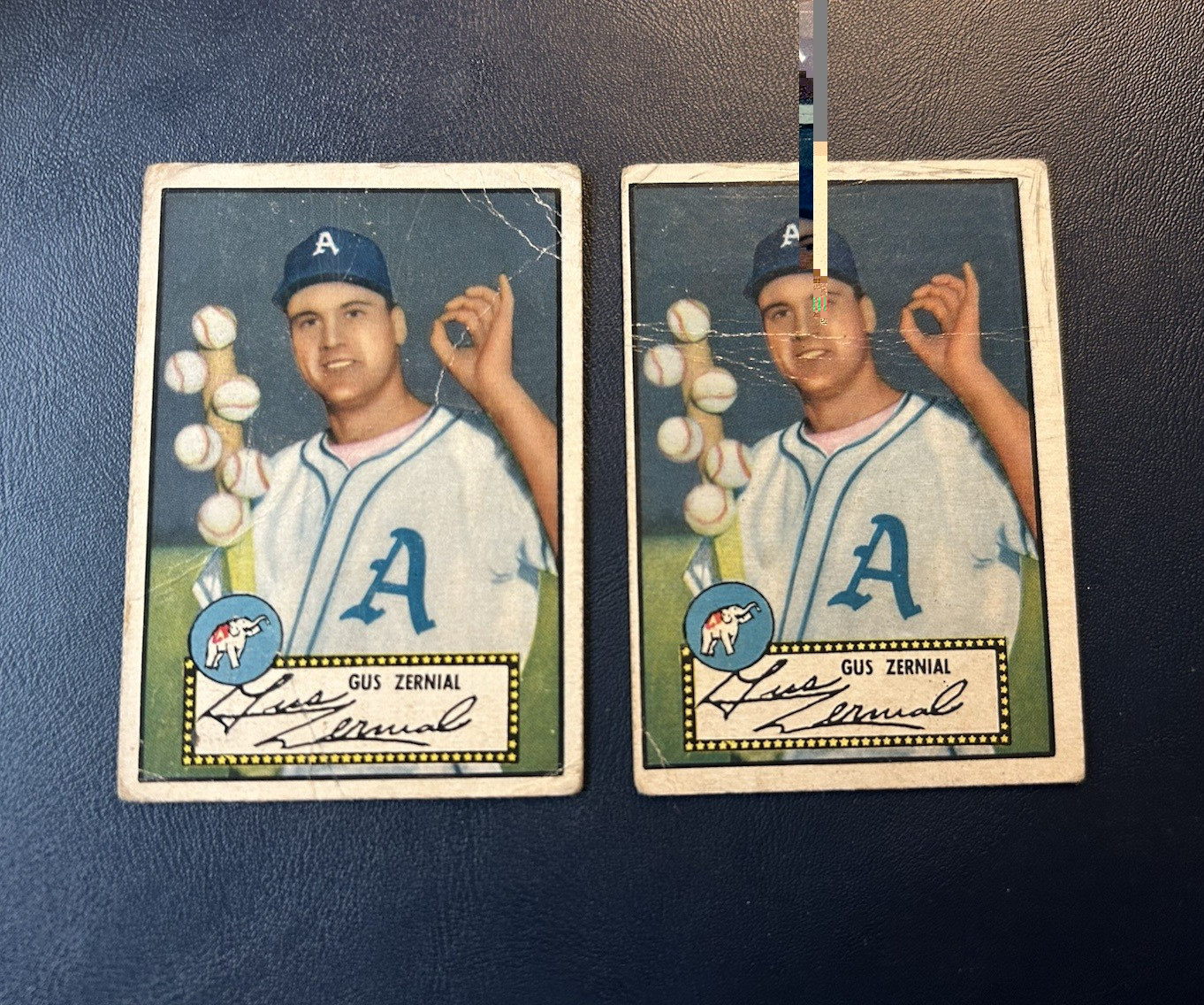 Topps 1952 Topps Baseball #31 Gus Zernial Philadelphia Athletics Card Lot (2)