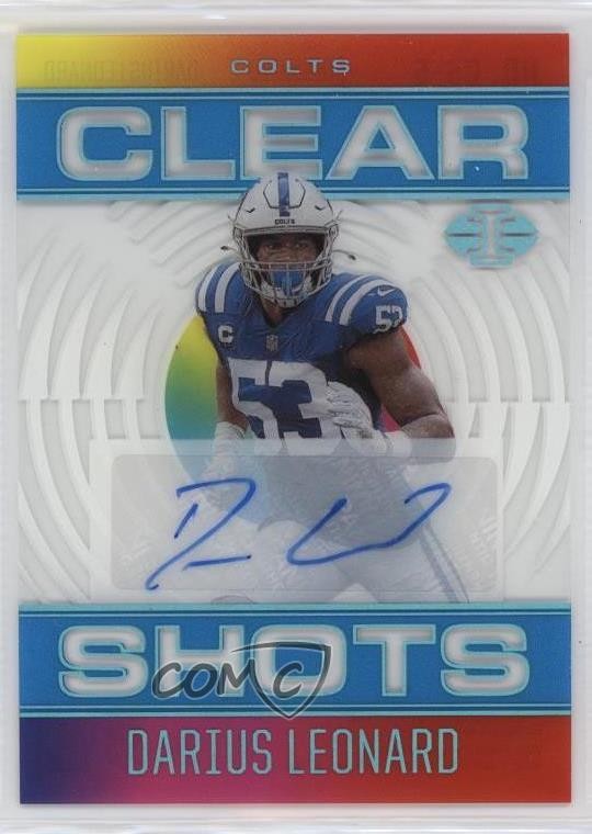 2021 Illusions Clear Shots Light Blue Signatures 6/35 Shaquille Leonard Auto a8a