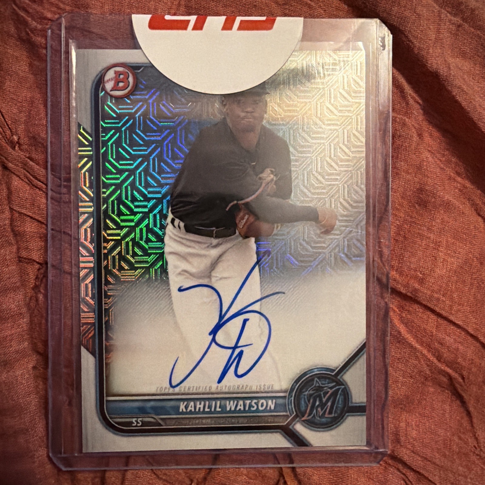 2022 Bowman Chrome – Mega Box Chrome Mojo Autographs Kahlil Watson #BCMA-KW (AU,