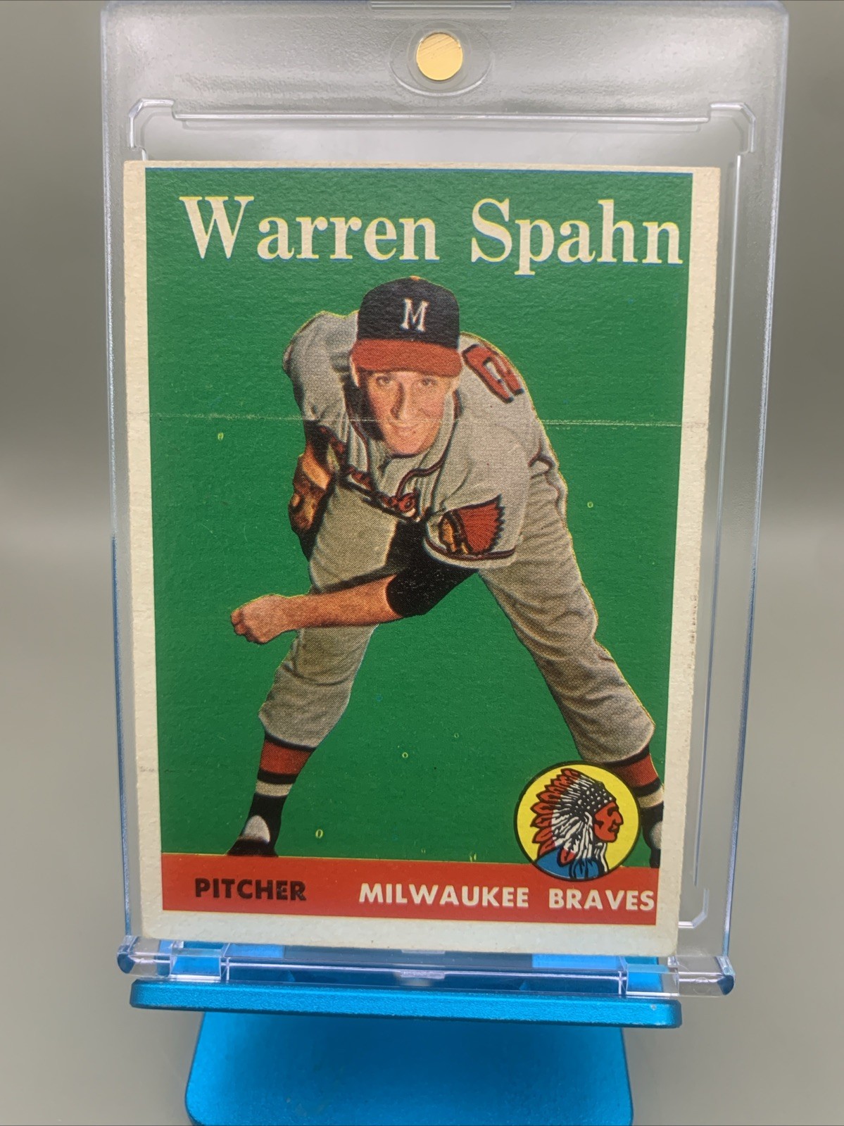 1958 Topps Warren Spahn #270 EX Print Line But Sharp No Creases Free Shipping 🔥