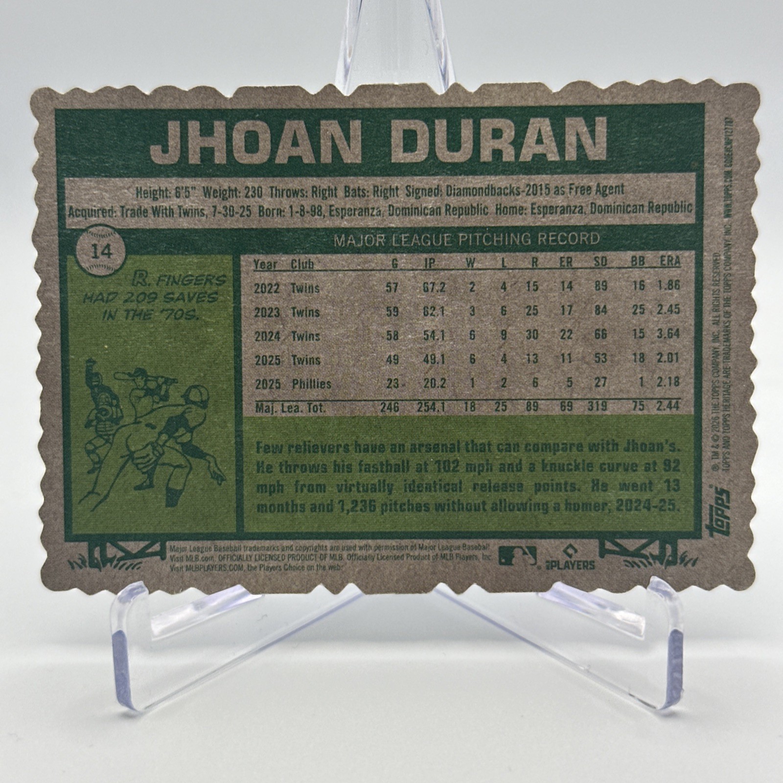 Jhoan Duran 2026 Topps Heritage Deckle Edge SP Philadelphia Phillies #14