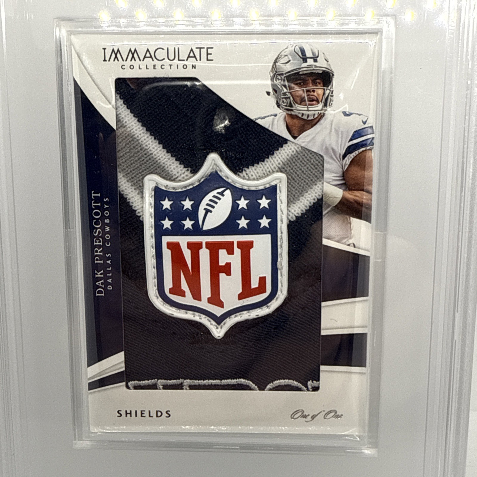 2018 Panini Immaculate Collection Dak Prescott Shields 1/1 PSA 9 Player Worn