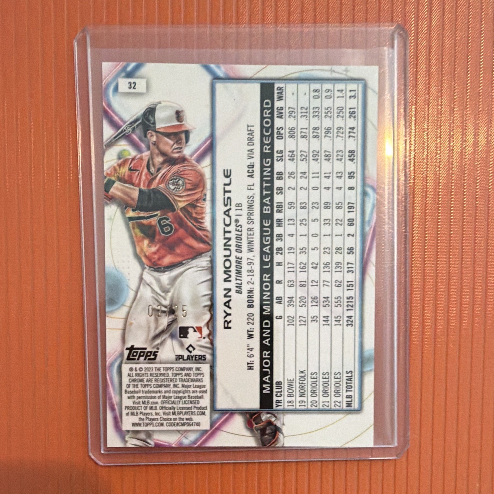 Topps 2023 Cosmic Chrome Ryan Mountcastle #32 Orange Galactic /25