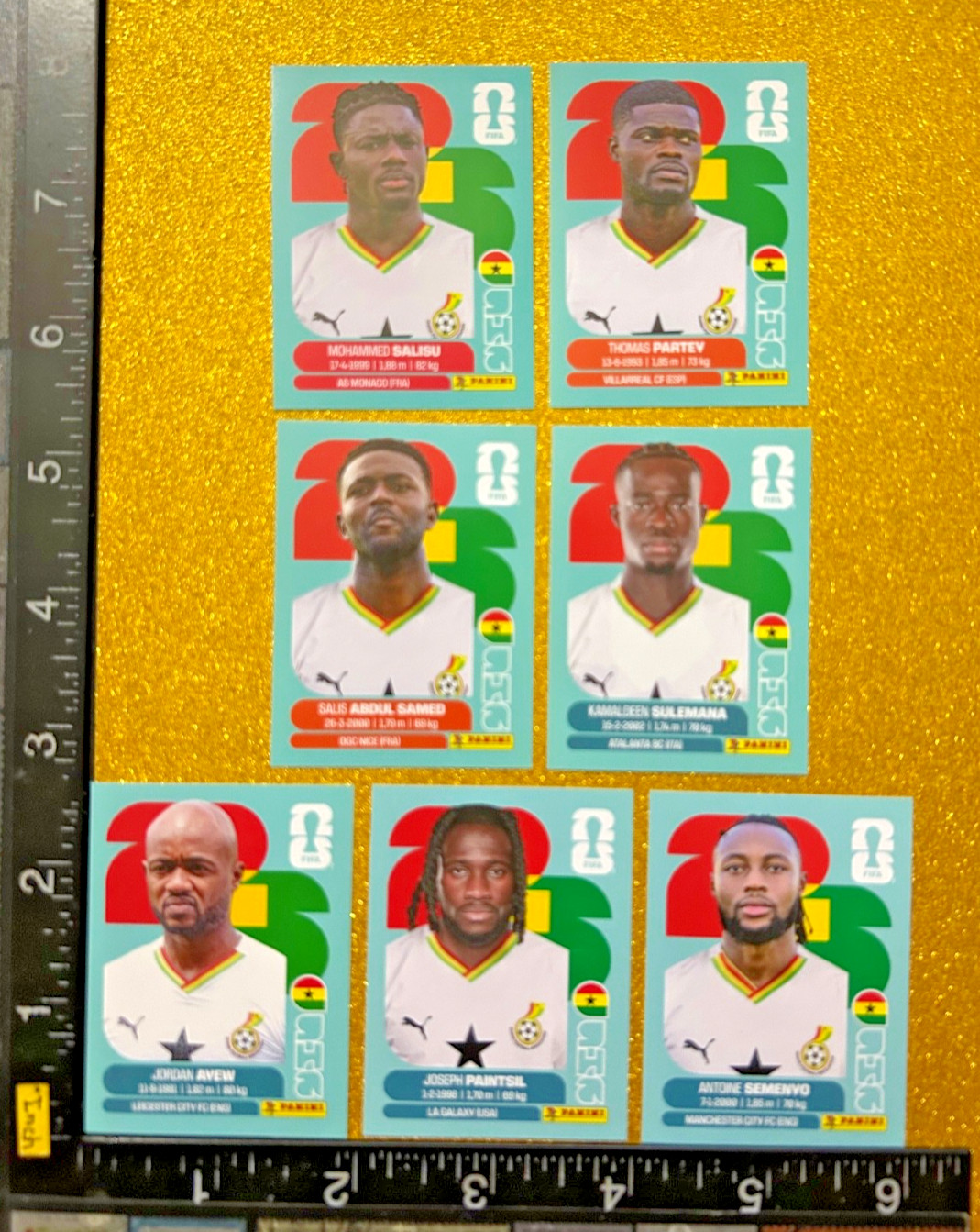 PANINI STICKERS WORLD CUP 2026 USA-MEX-CAN, SET OF 7 BLUE, GHANA TEAM