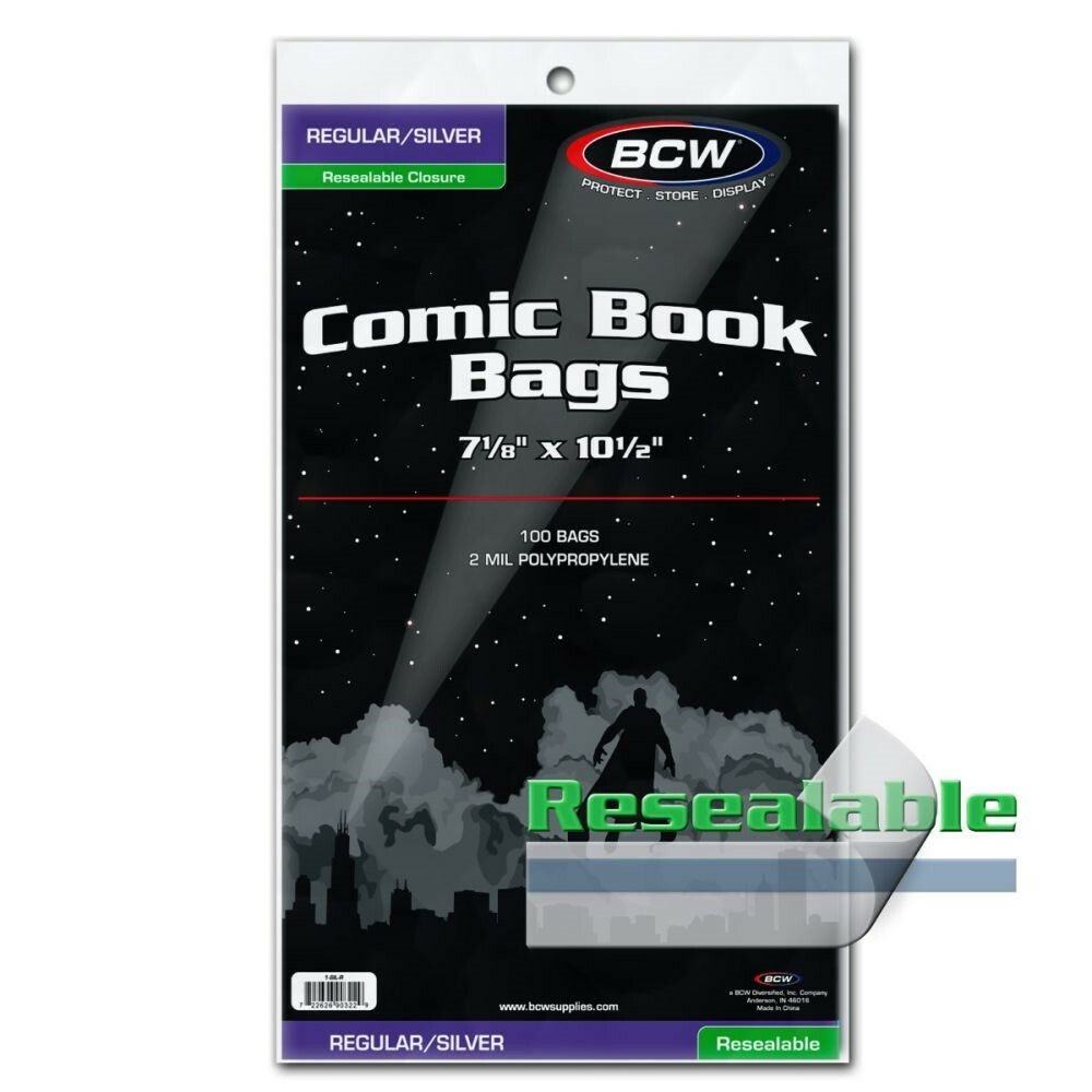 1000 Resealable BCW Regular/ Silver Comic Book Bags Protection Sleeves Long Term