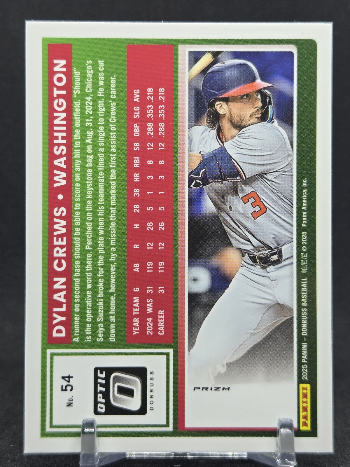 2025 Panini Donruss Optic Dylan Crews Rated Rookie #54 Shock Parallel RC