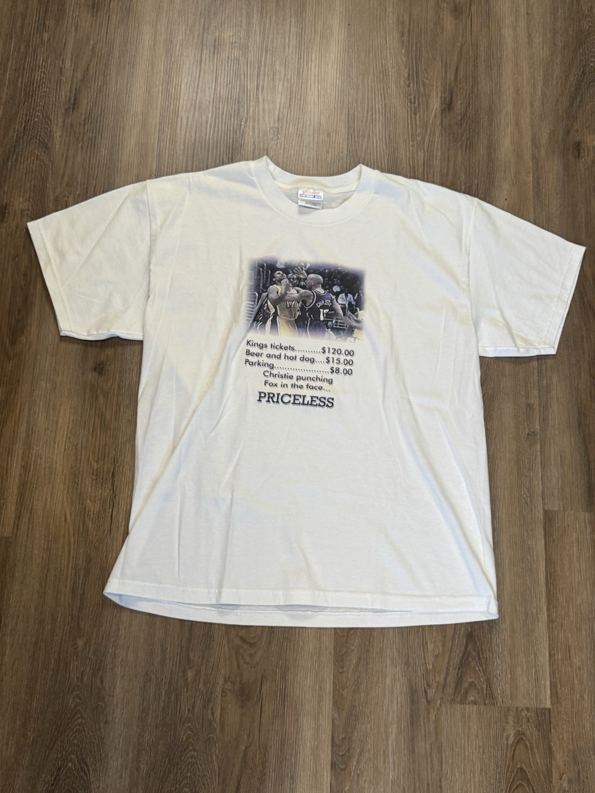 VTG Sacramento Kings Doug Christie Punch Rick Fox T-Shirt Size Large