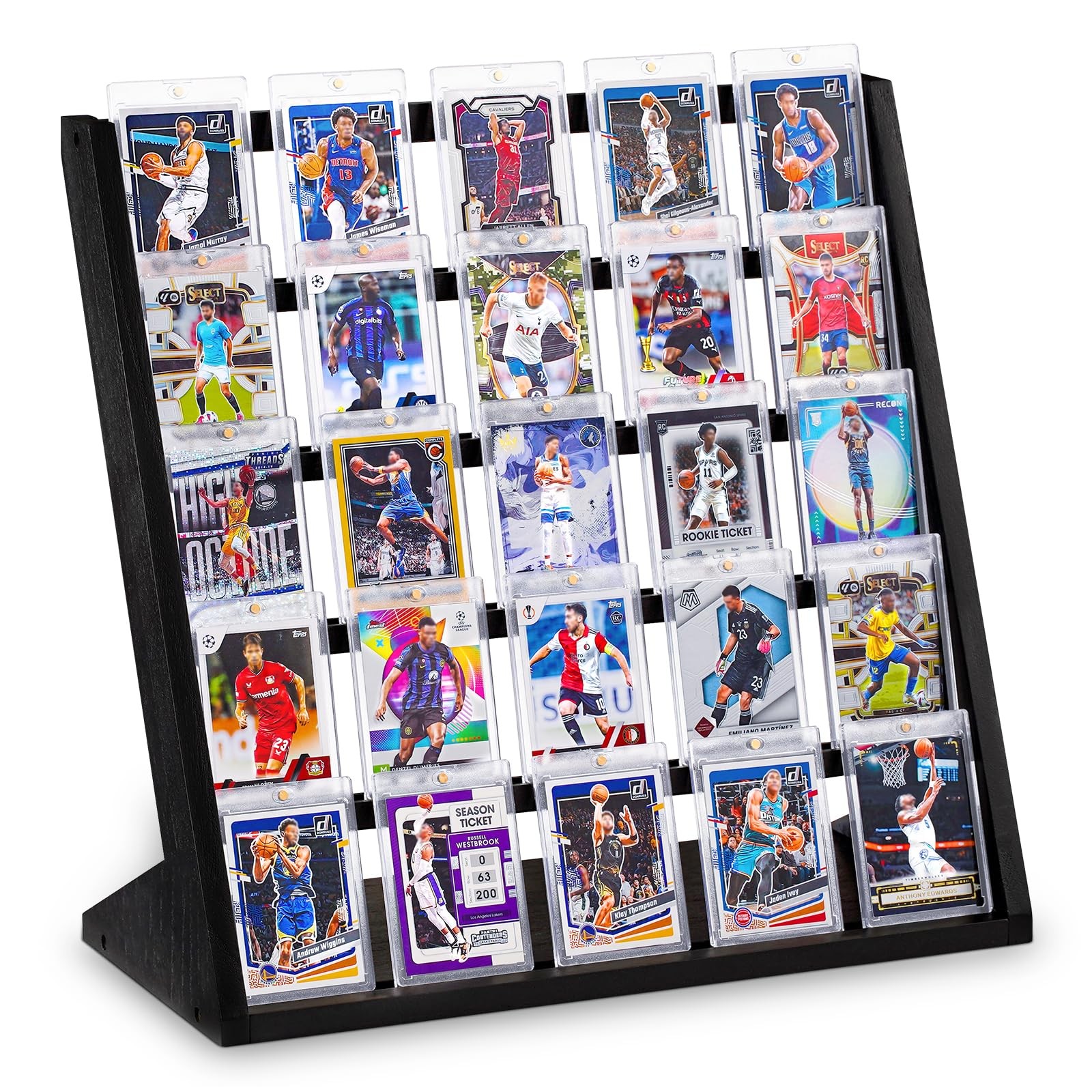 Trading Card Display Stand, 5 Tier Sports Graded Card Display, Wooden Trading…