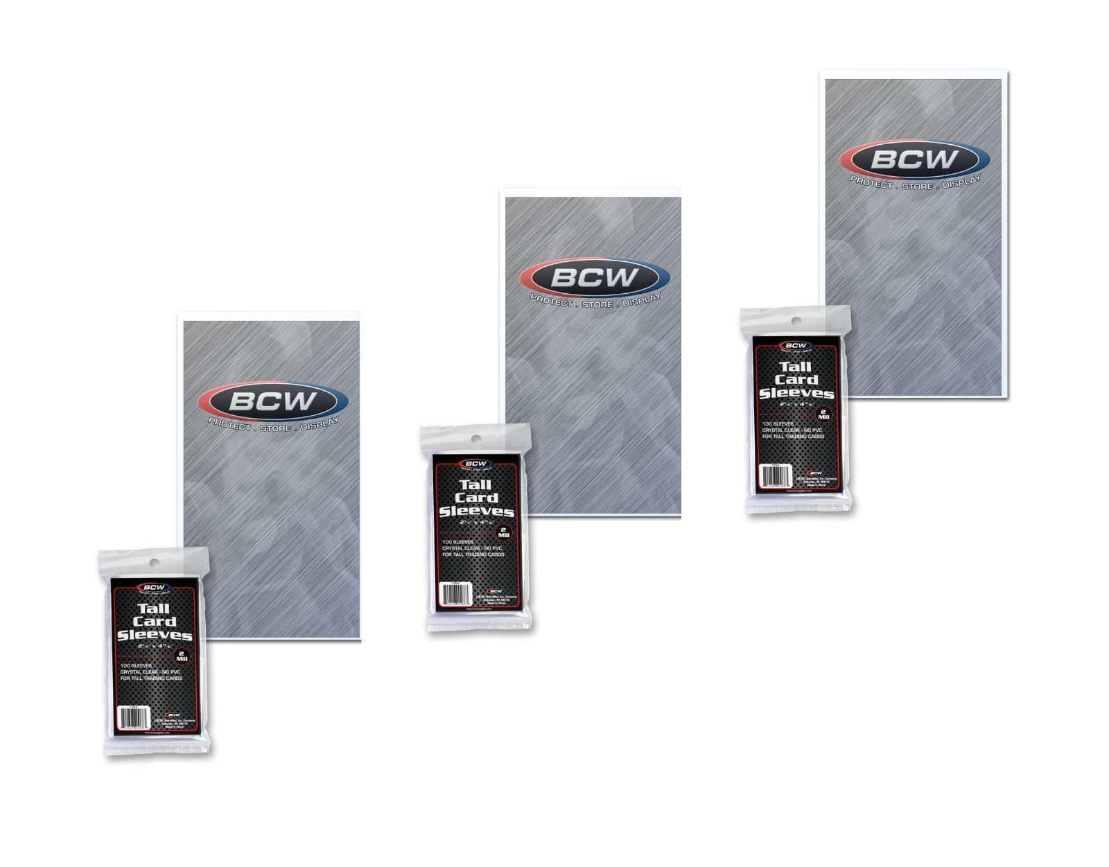 (300-Count) BCW Tall Soft Card Sleeves Widevision / Gameday / Extra Tall Cards