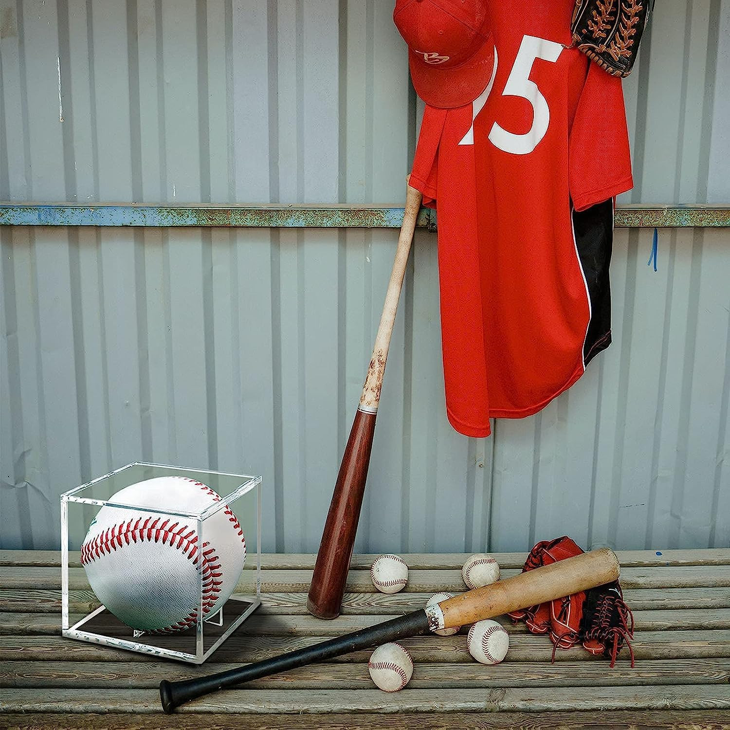 Baseball Display Case UV Protected Acrylic Clear Baseball Holder Square Cube Bal