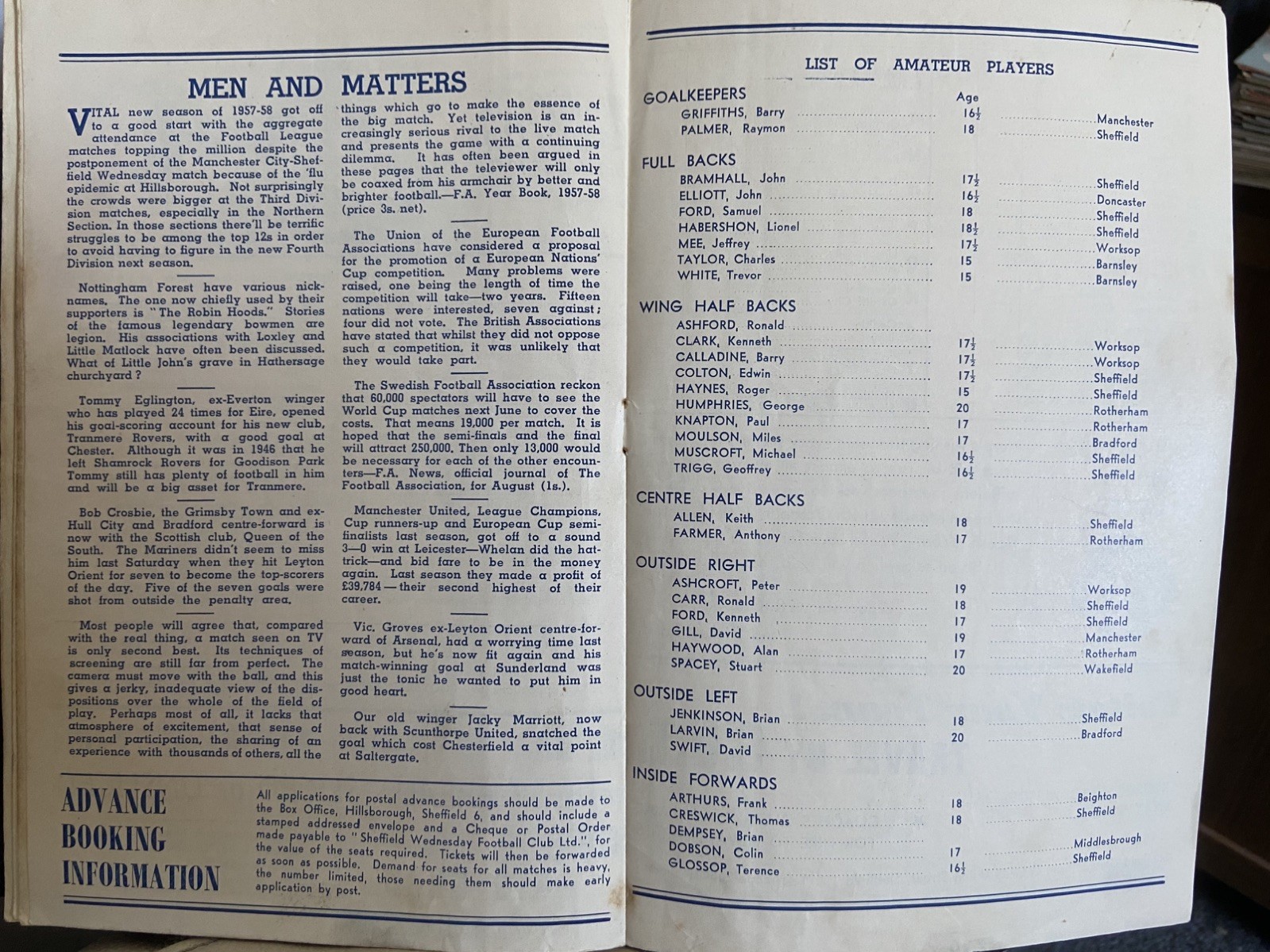 SHEFFIELD WEDNESDAY v NOTTINGHAM FOREST, 31/08/1957, DIVISION 1,