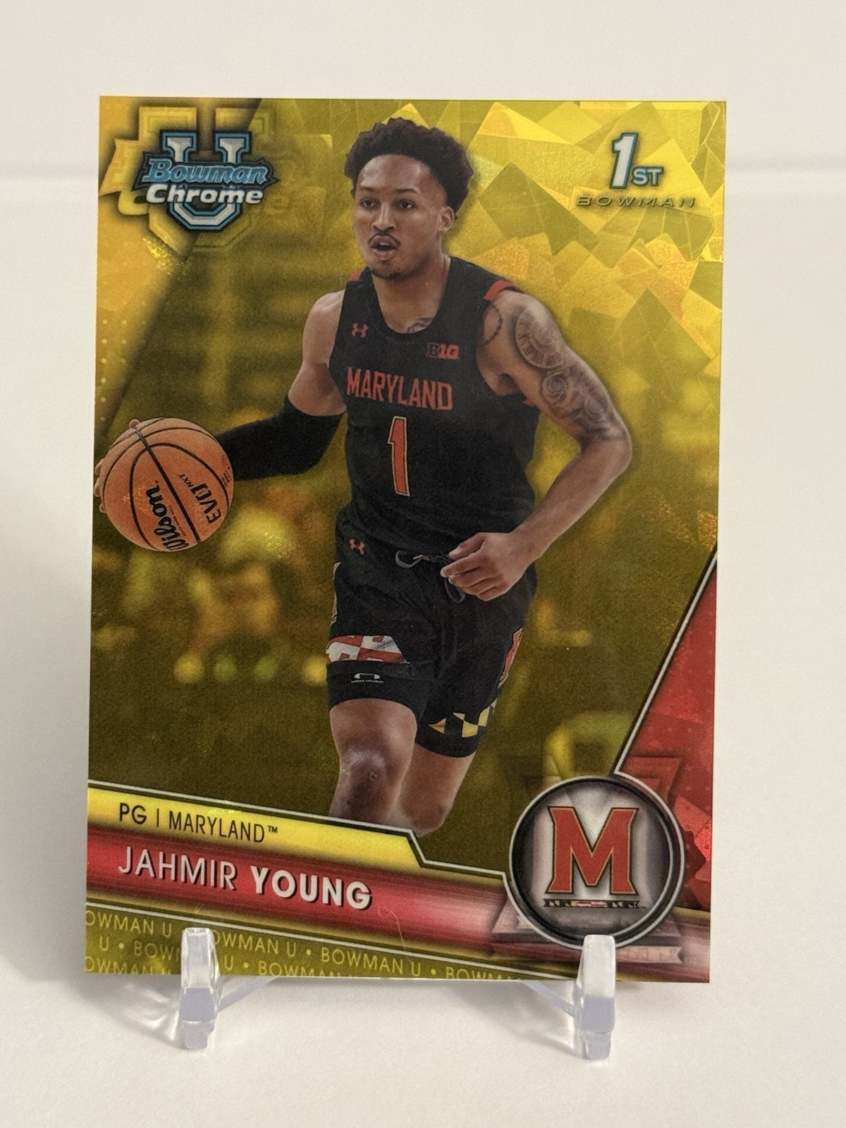 Jahmir Young 2023-24 Bowman U Chrome Sapphire Yellow Refractor /75 MARYLAND #51