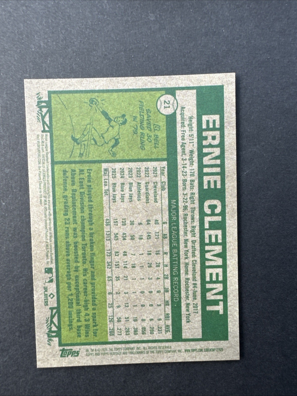 🔥Ernie Clement 2026 Heritage Chrome #21 Toronto Blue Jays
