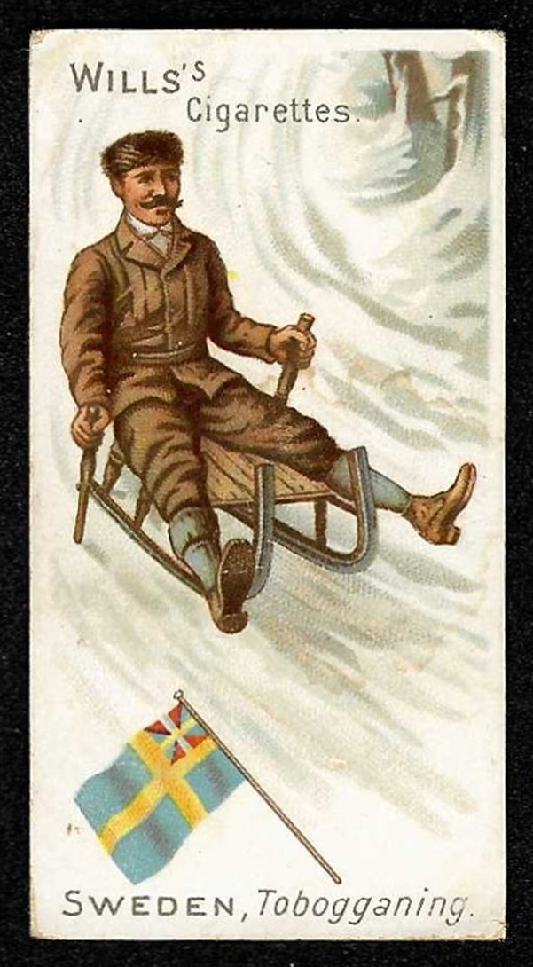 1900 SWEDEN, TOBOGGANING Wills Sports Of All Nations CAPSTAN NAVY CUT #48