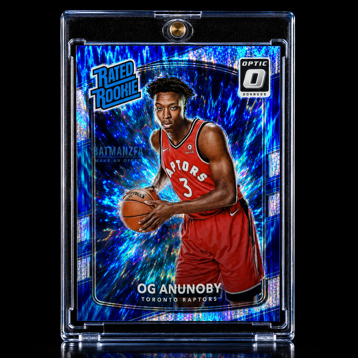 OG ANUNOBY ROOKIE BLUE FLASH REFRACTOR HOLO Rare Optic 2017-18 KNICKS HERO