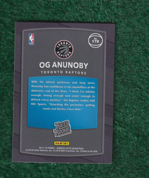 OG ANUNOBY – 2017-18 DONRUSS OPTIC RATED ROOKIE CARD # 178 – RAPTORS – KNICKS