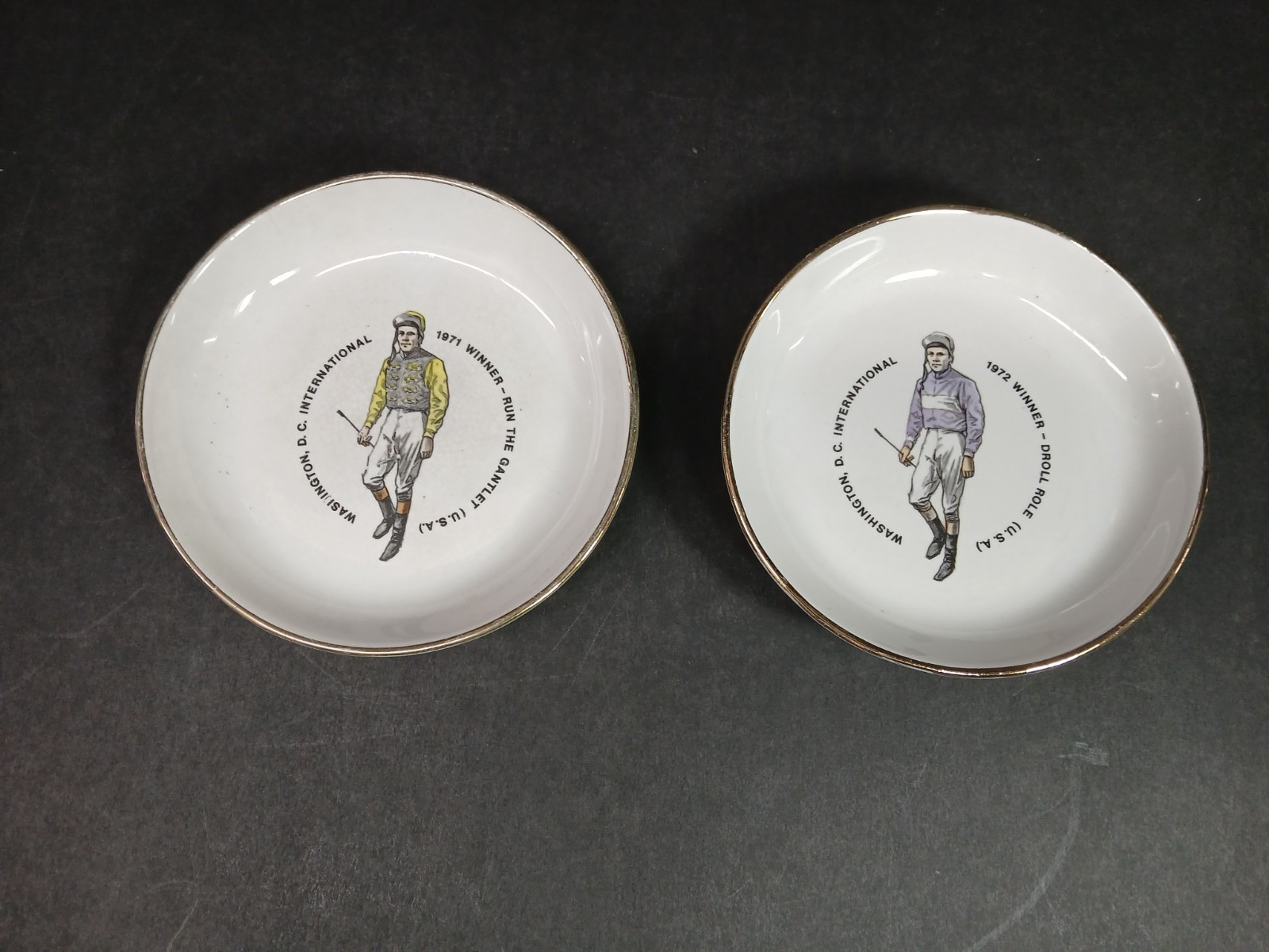 1971 & 1972 Washington DC International Pin Trays RUN THE GAUNTLET & DROLL ROLE