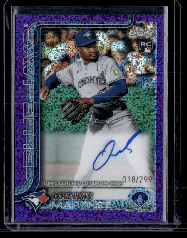 2025 Topps Chrome Orelvis Martinez RC Autographs Purple Speckle Refractors SN,AU