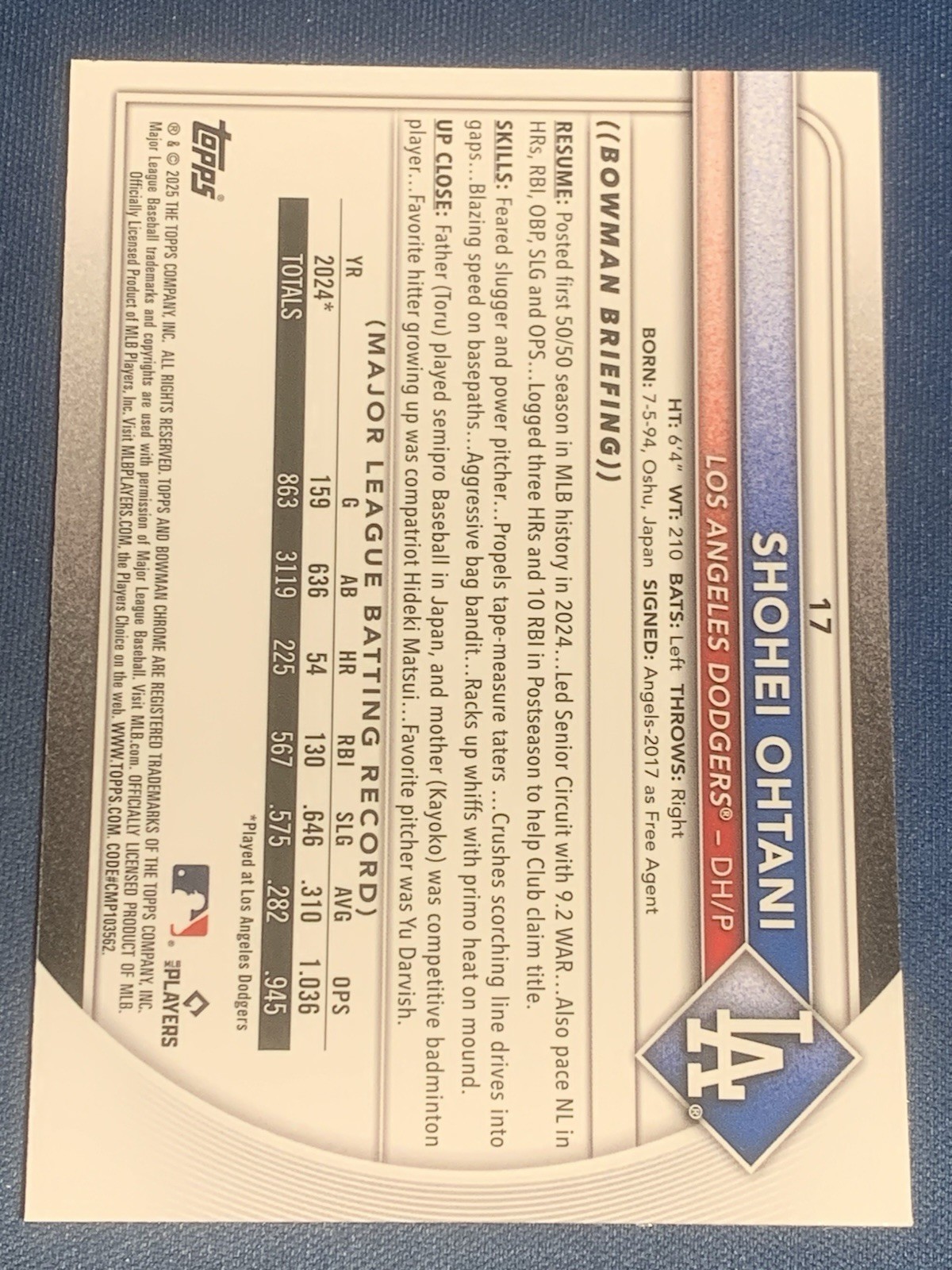 2025 Bowman – Chrome Mojo Refractor – Shohei Ohtani #17 Dodgers Quantity