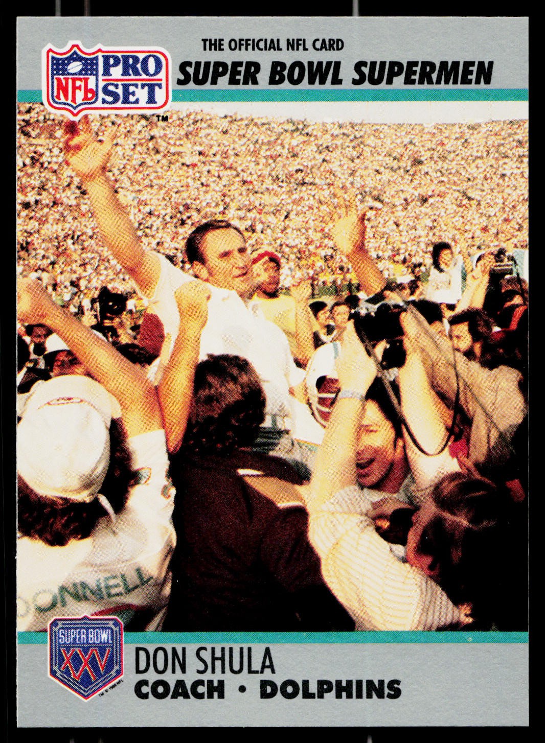 Don Shula, 1990-91 Pro Set Super Bowl XXV Silver, #30, Miami Dolphins,