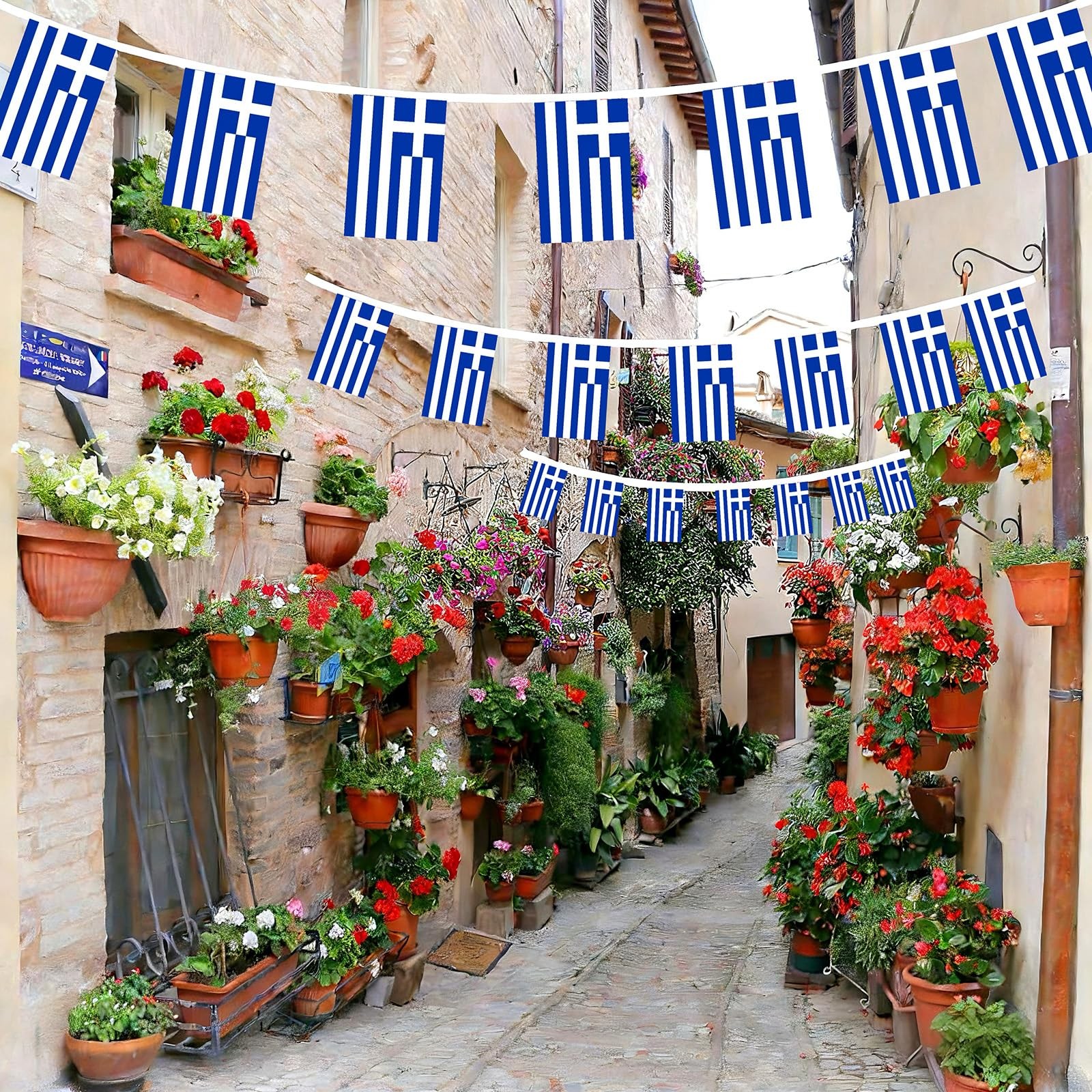 AhfuLife 30 Pcs Greece String Flags for 5.51×8.26 in-30 Pcs,