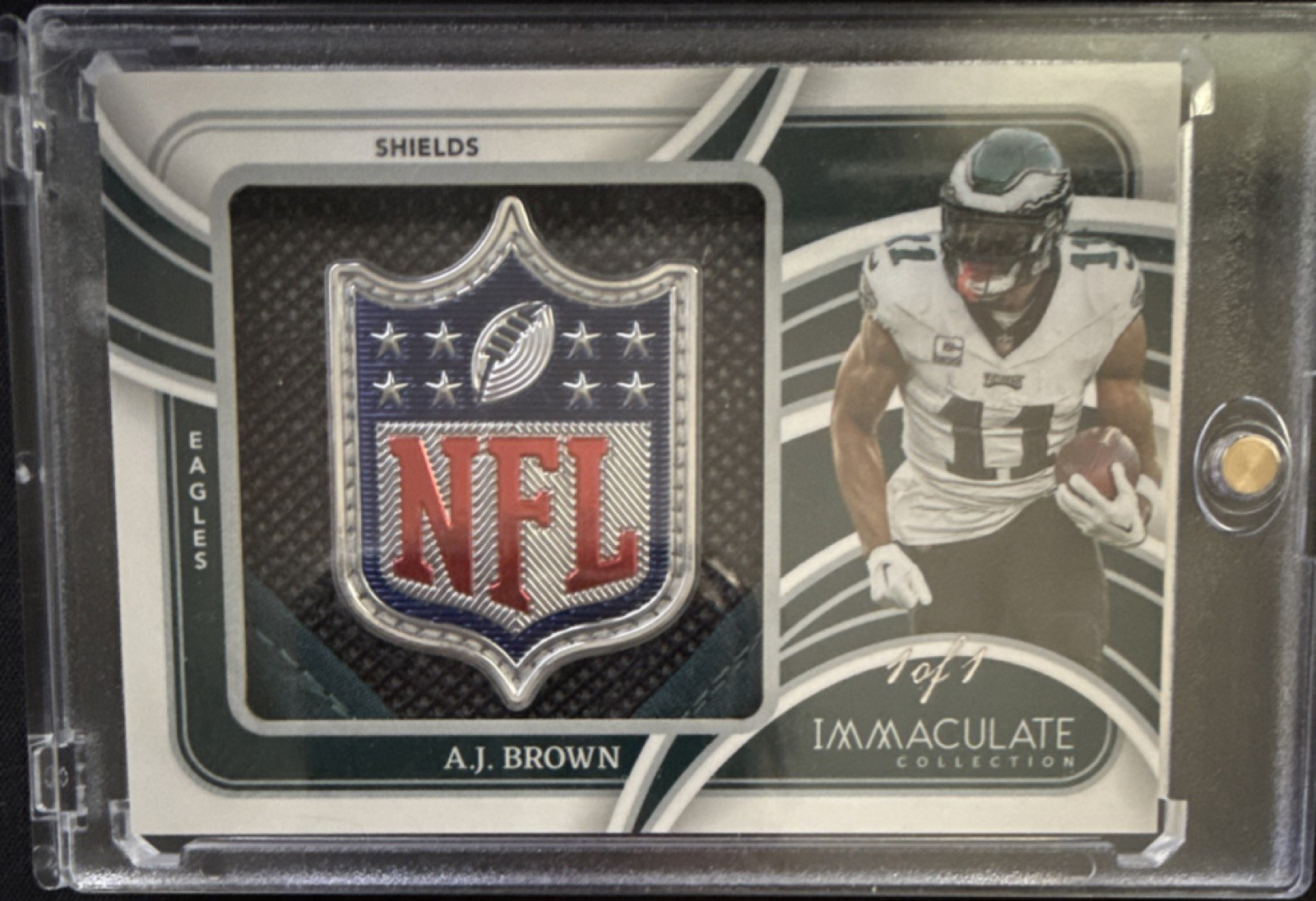 2024 Panini Immaculate Collection A.J. Brown Eagles NFL Shield 1/1 Insert