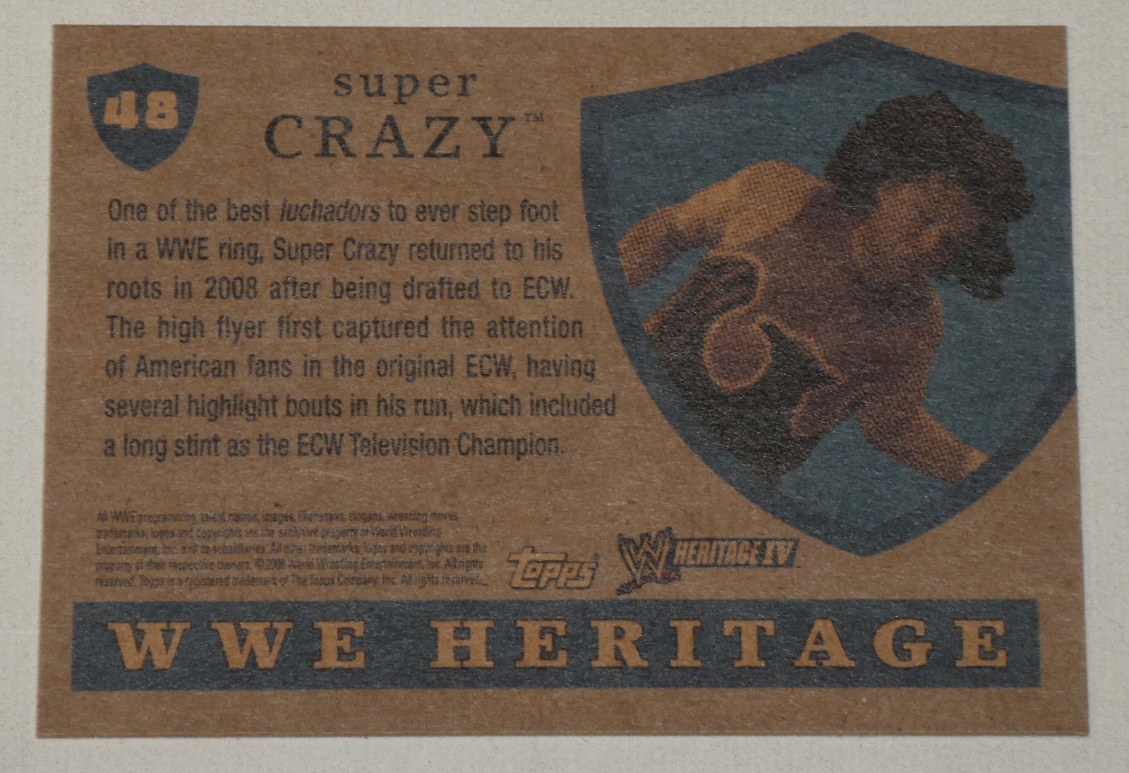 Super Crazy Signed 2008 Topps Heritage IV WWE Card #48 ECW Wrestling Autograph