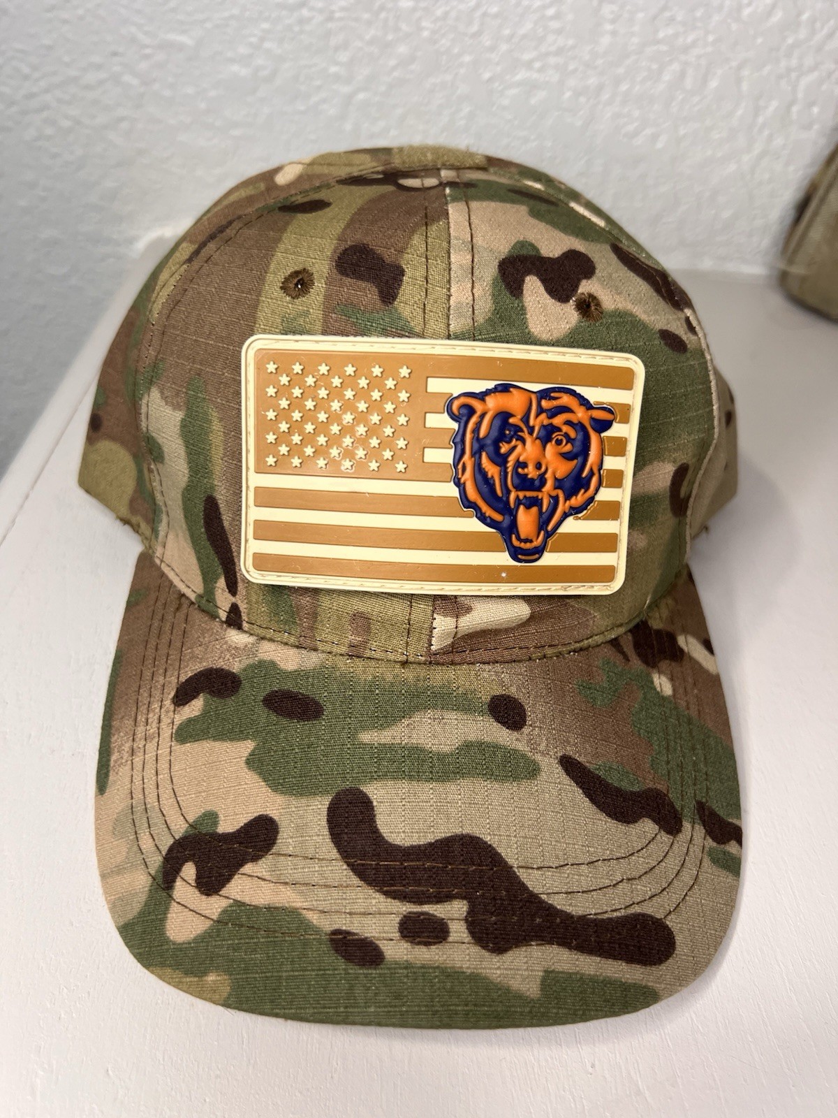 Military Combat American Flag Chicago Bears football PVC Patch W Vlcro