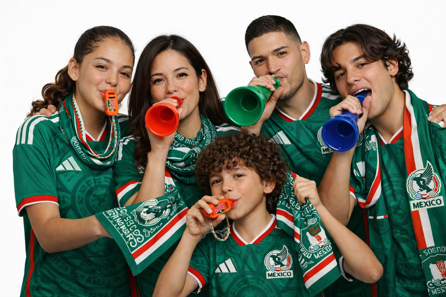 5pcs Mexico World Cup Jersey Kit + Vuvuzelas + Whistles + Scarves –