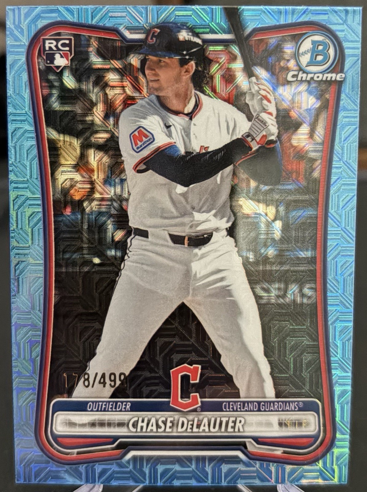 Chase DeLauter 2026 Bowman Chrome #37 Sky Blue Mojo Refractor /499 Rookie RC