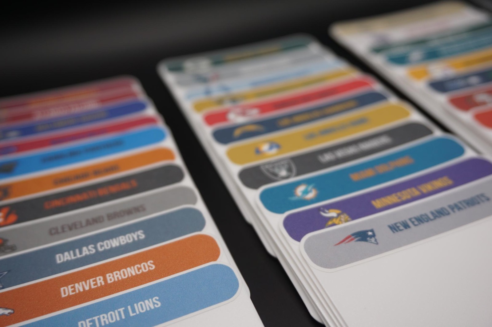 (32) Tall Sports Card Team Dividers with Custom NFL Team Labels (32 Team Set)