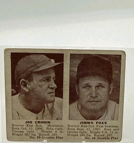 1941 Double Play R330 Joe Cronin Jimmy Foxx Red Sox HOFers #59-60 G/VG Rare!