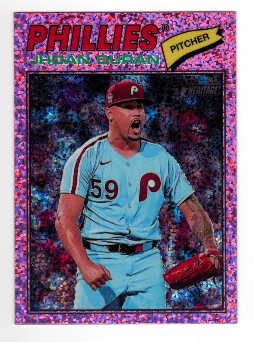 Jhoan Duran 2026 Topps Heritage Baseball Chrome Pink Sparkle Parallel Card 14