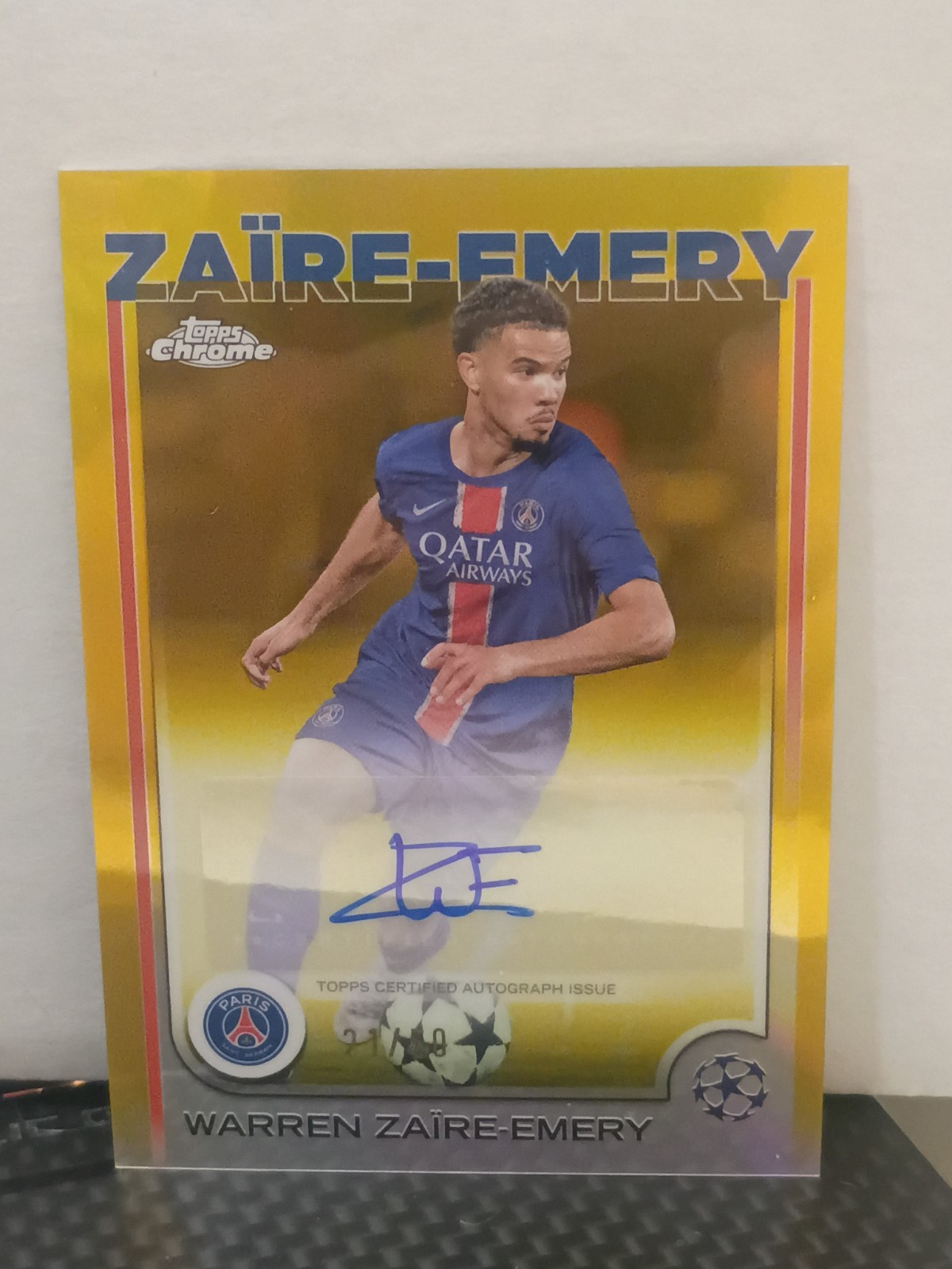 Warren Zaire-Emery [Gold Refractor] 2024-25 Chrome UEFA Auto Paris StGerman FS-1