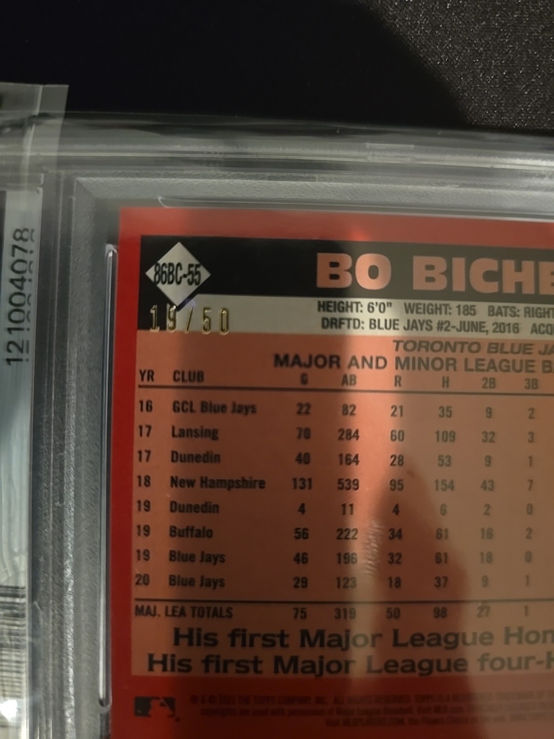 2021 Topps – Silver Pack 1986 Topps Chrome Baseball Bo Bichette 86BC-55 Gold /50