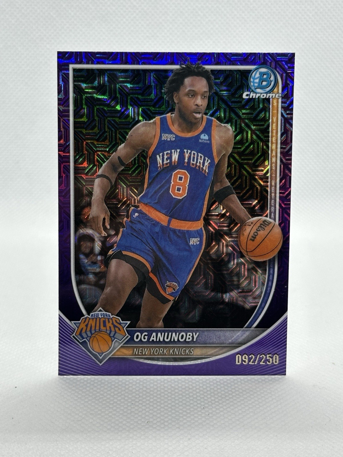 OG Anunoby 2025-26 Bowman Mega Chrome Purple Mojo Refractor #/250