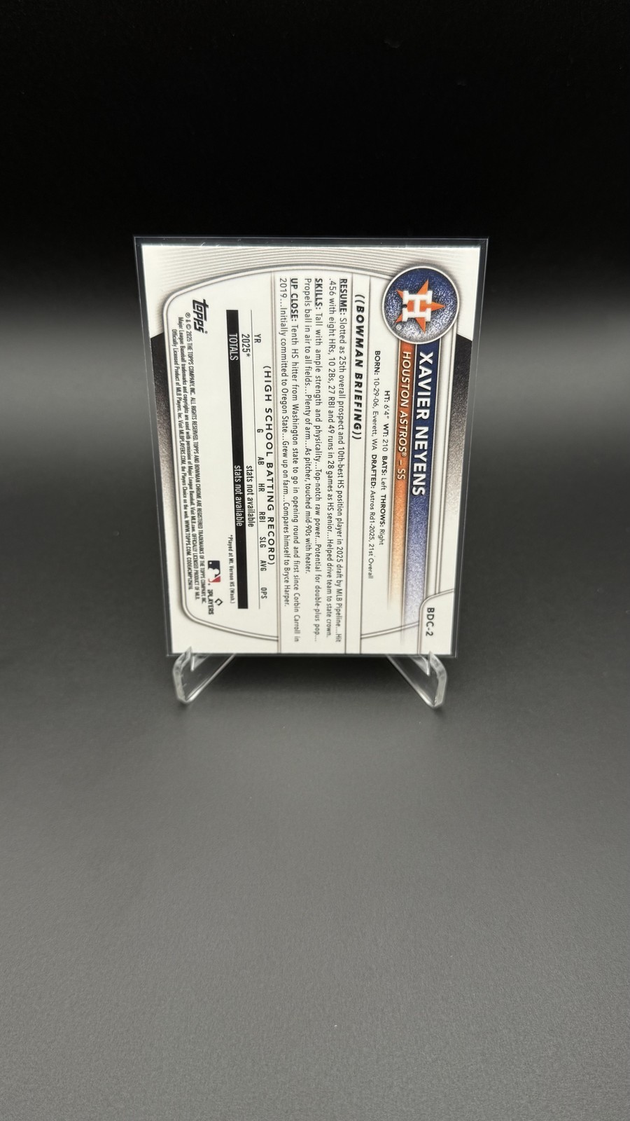 2025 Bowman Draft #BDC-2 Xavier Neyens Chrome Mojo Refractor