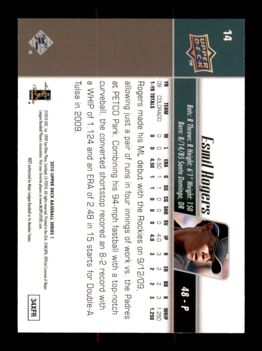2010 Baseball Upper Deck Esmil Rogers Colorado Rockies #14 SR, RC