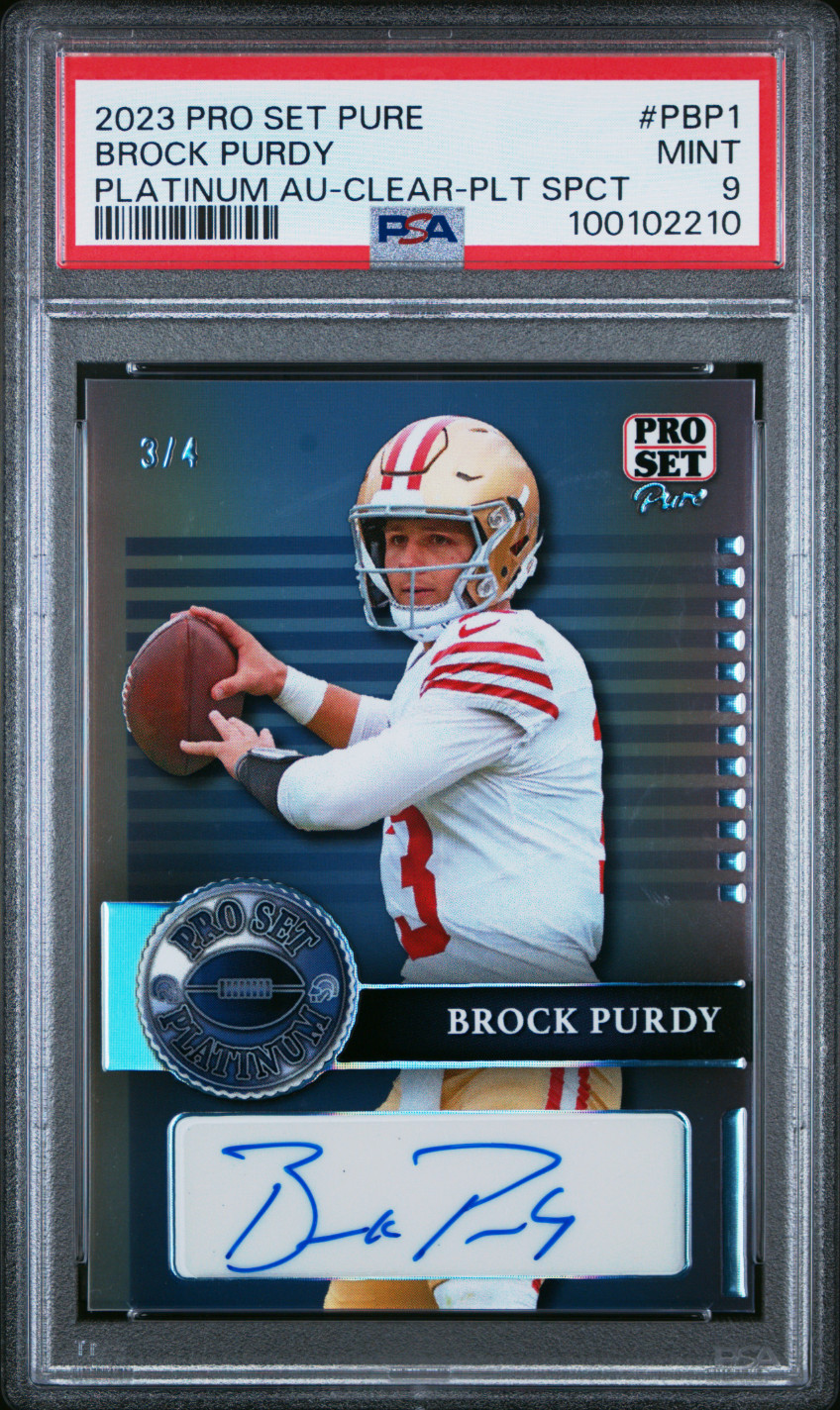 Brock Purdy 2023 Leaf Pro Set Pure Platinum Auto 3/4 PSA 9