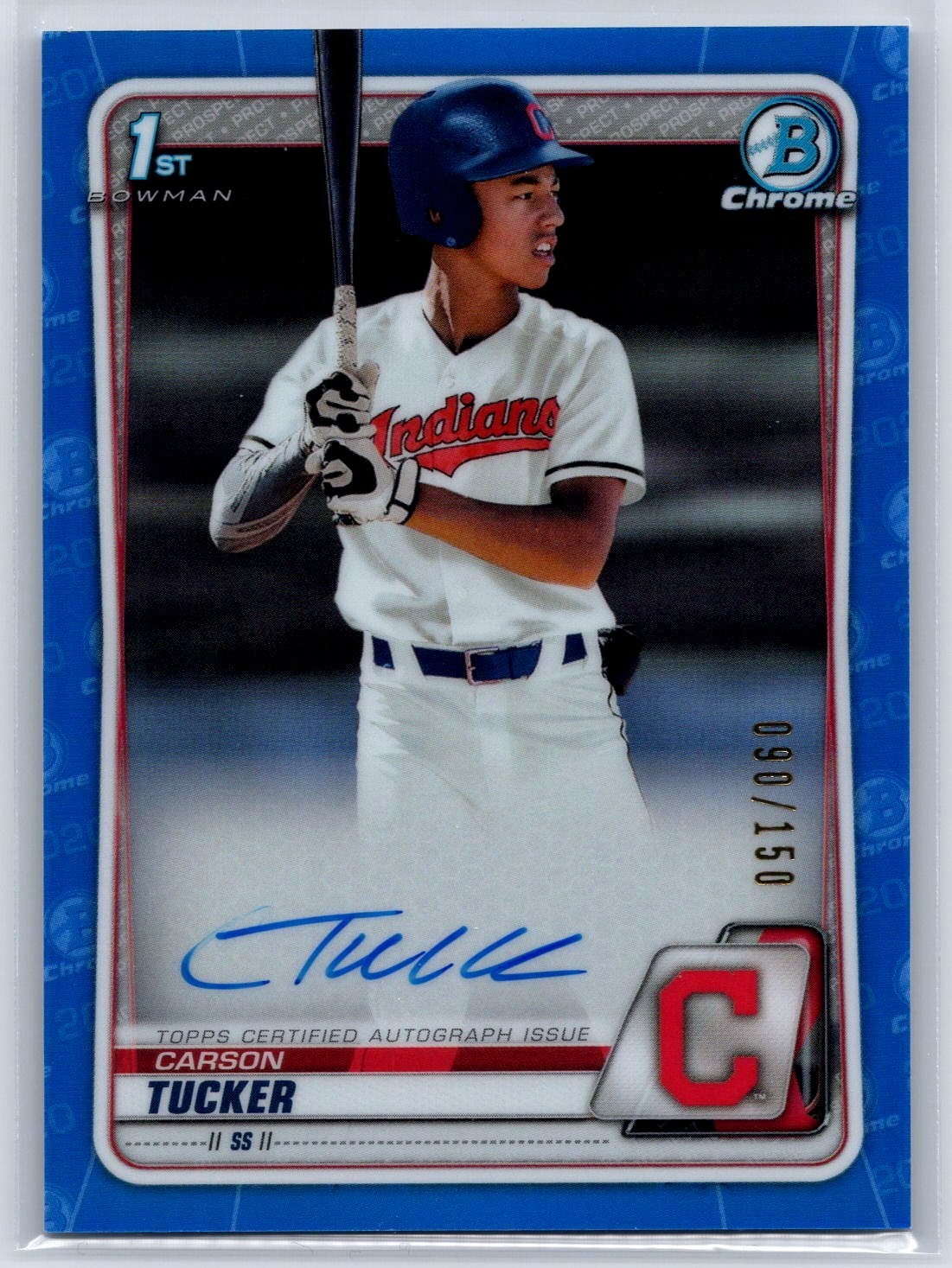 CARSON TUCKER 2020 1st Bowman Chrome AUTO BLUE Refractor #/150 #CDA-CT RARE