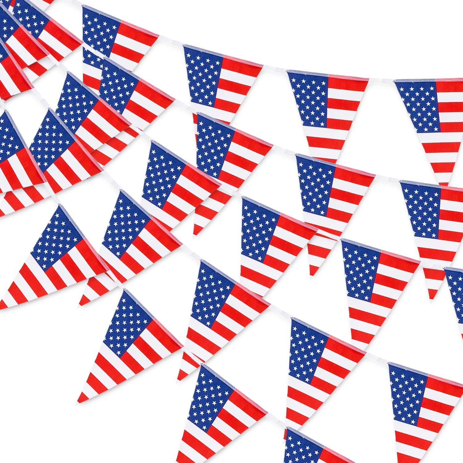 30Pcs USA Flag Pennant Banners 4th of July Patriotic Stars Stripes Triangle Flag