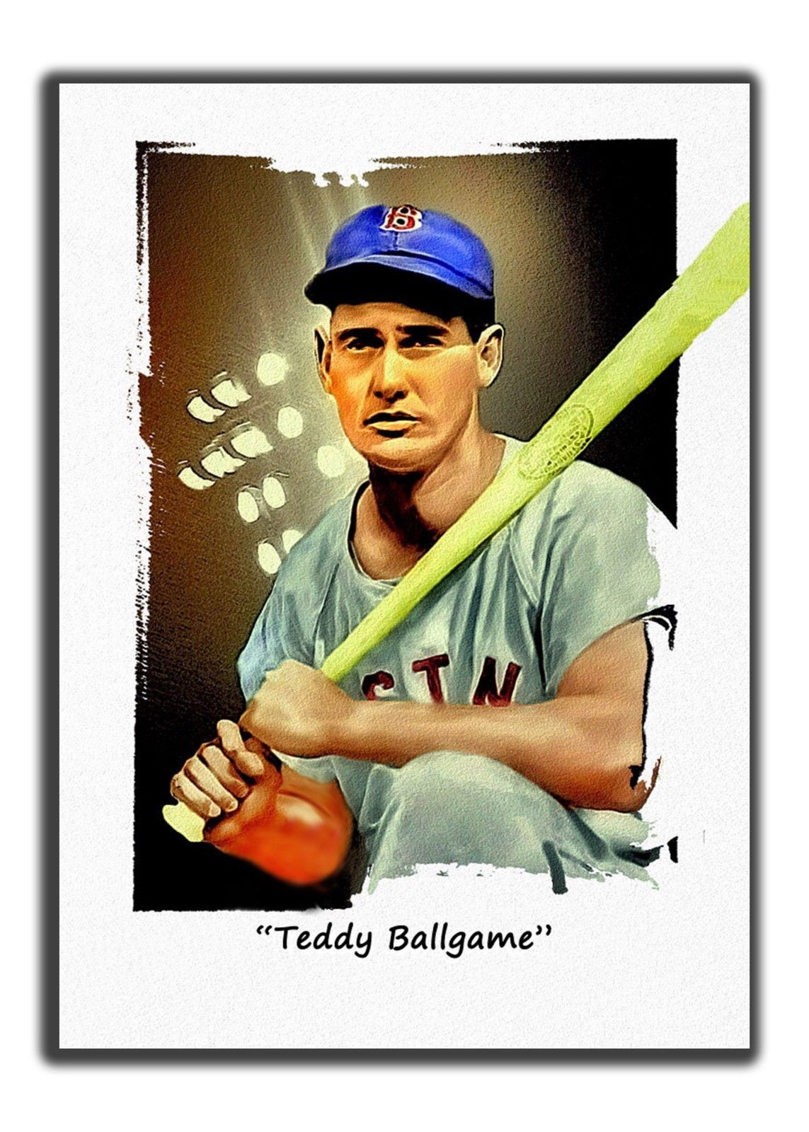 2015 TED WILLIAMS BRS 9/10 – TB – ORIGINAL PRINT ART SKETCH CARD ARTIST SIGNED