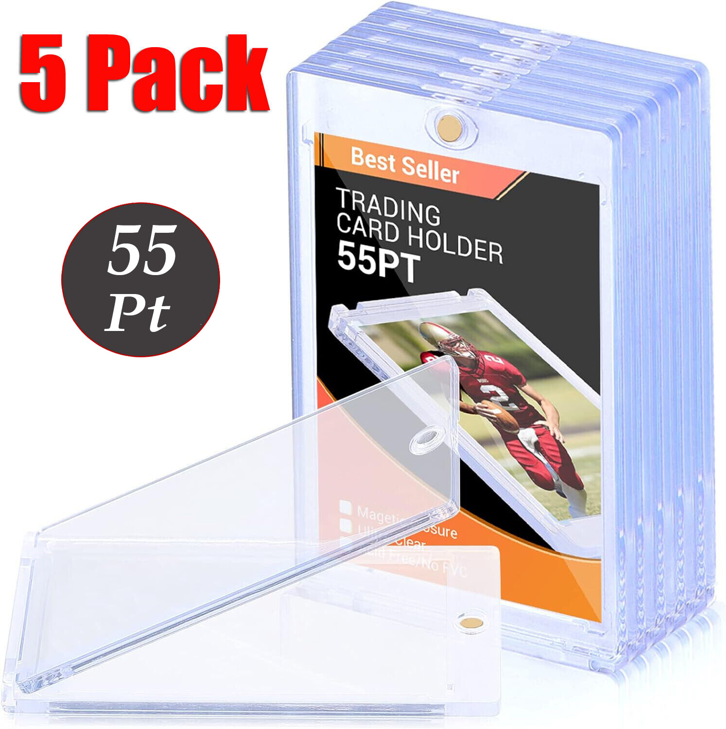 5Pcs Magnetic Card Holders For 55Pt Trading Cards Baseball Card Case Protectors
