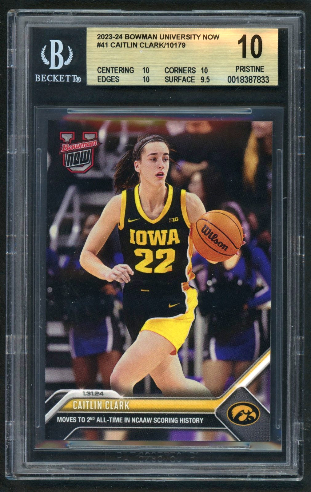 2023-24 Bowman U Now #41 Caitlin Clark BGS 10 Pristine